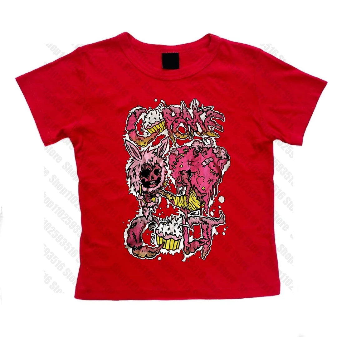 Goth Female Clothing Woman T-shirts Women Clothes Grunge Clothes Y2k Tops Graphic Tees Y2k Top Kpop T-shirt Kawaii Emo Gothic
