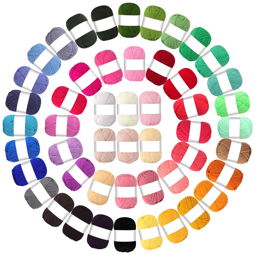 50pcs Durable Polyester Soft Yarn Set for Hand Knitting & Crocheting Arts, 25g/Piece, Creative Crocheted Art Decoration Yarns