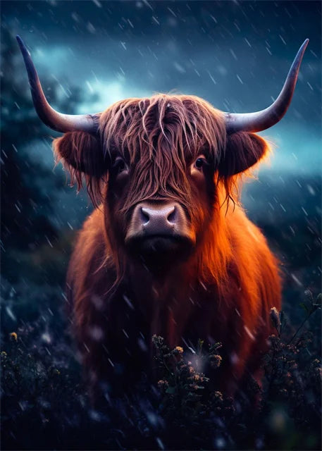 Cute Highland Cows Canvas Print Posters Nature Highland Cow Cattle Canvas Painting Wall Art Pictures for Living Room Home Decor