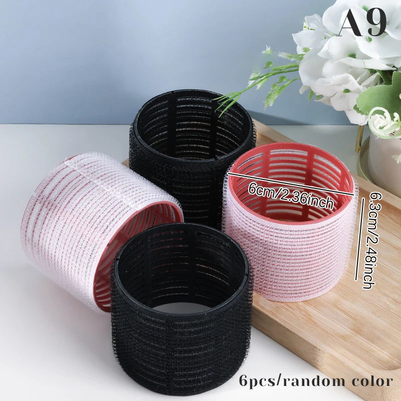 Hair Roller Set 6Pcs Self Grip Heatless Hair Curler Different Size No Heat Self-adhesive Curling Hairdressing Styling Tool