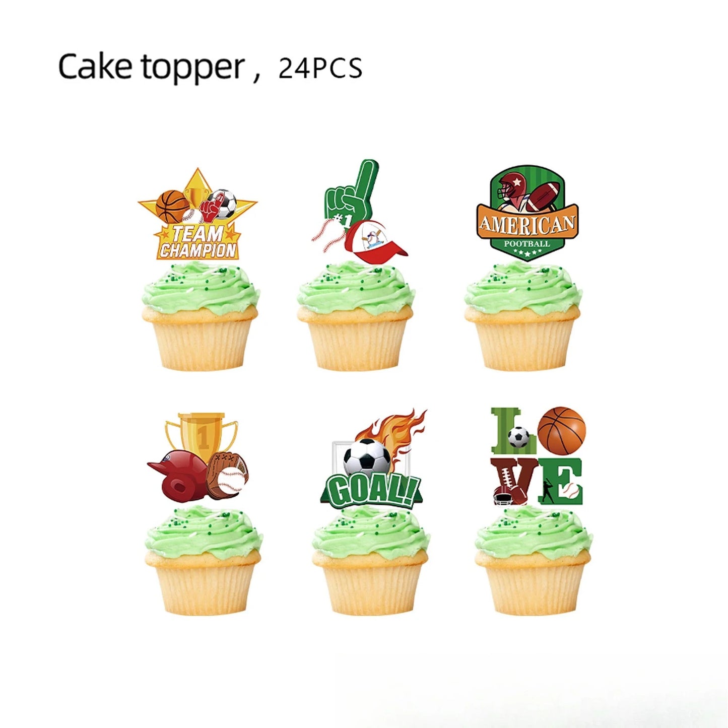 20pcs Rugby Football Basketball Baseball Sports Themed Birthday Party Decoration Tableware Set Holiday Party Decoration Supplies