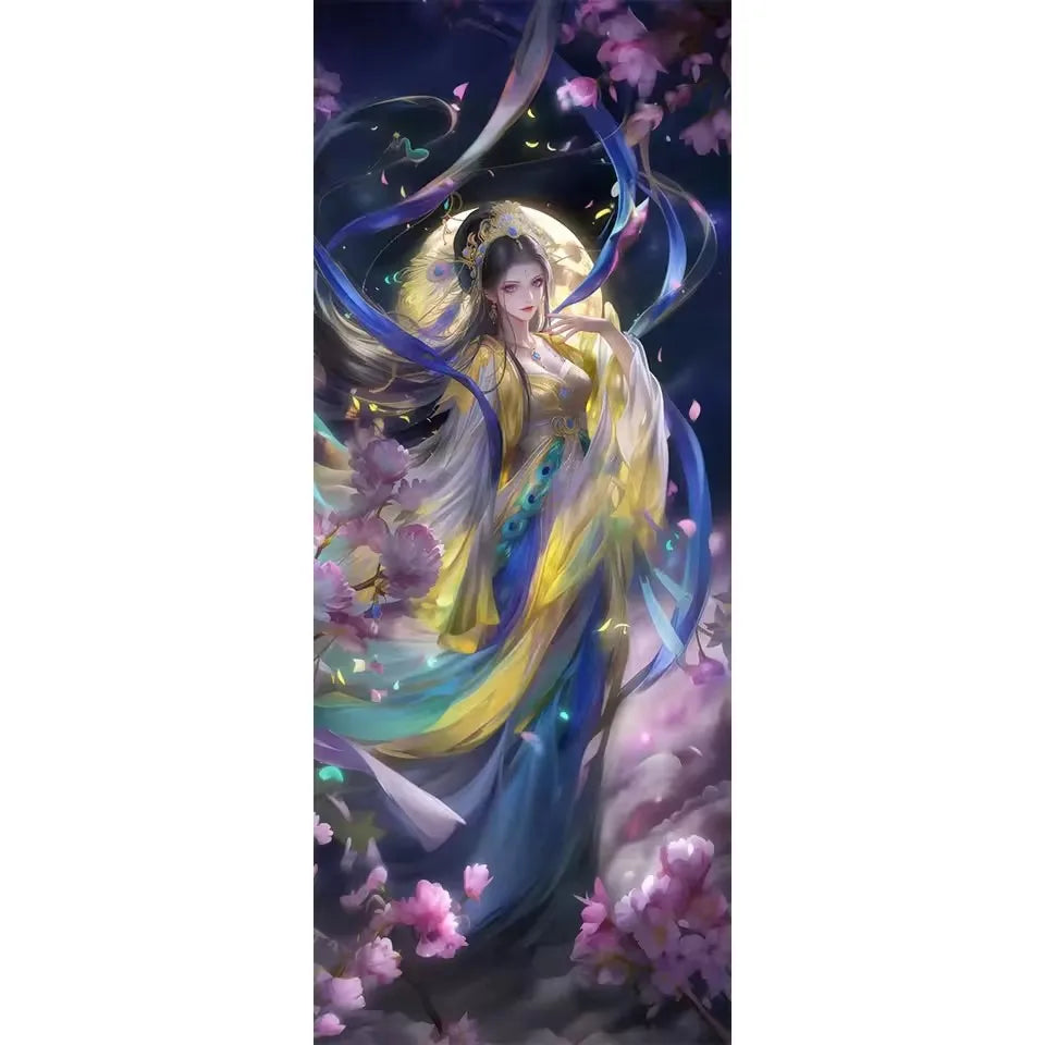 5D Diamond art Anime Character Embroidery Mosaic DIY Full Square Round Drill Fairy Moon Flower Imitation Diamond Cross-Stitch