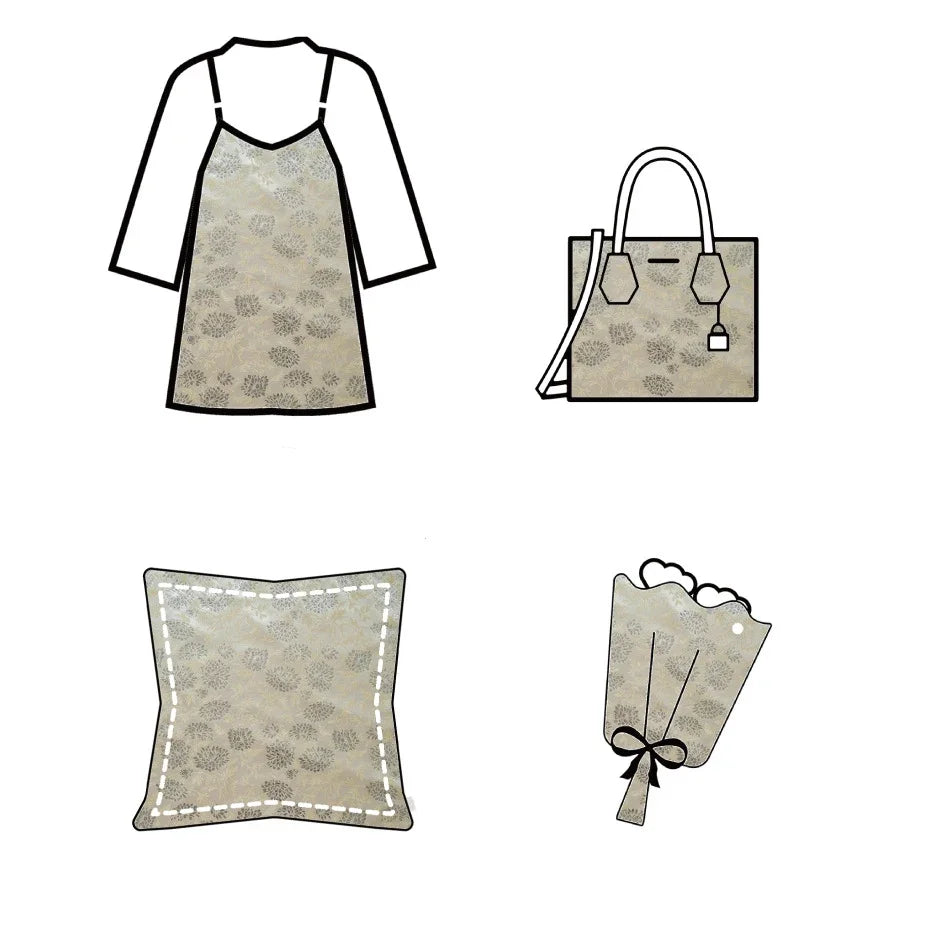 Luxury Style Silver Silk Elegant Yarn Dyed Jacquard Fabric Soft Drape Dress Bag Diy Sewing Fabric By Half Meter