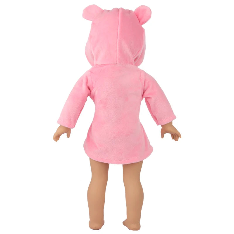 Doll Clothes Night-robe For 18 Inch American Doll Cartoon Animal Pajamas For 43cm Baby Girl Doll,OG,Russia,DIY Doll Girl's Gift