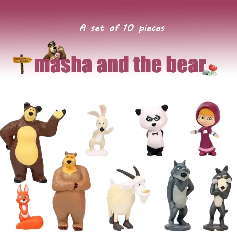 Martha and Bear 10 Ornaments Anime Models Cartoon Toys Gifts for Friends Furniture Display Birthday Gifts