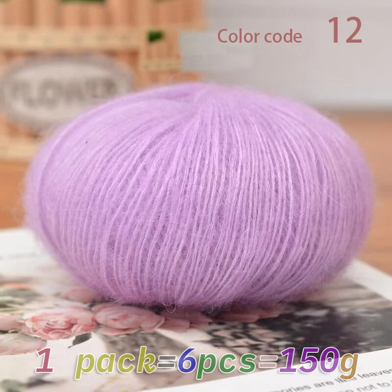 Luxury mohair blend yarn, soft merino wool blend, DIY knitting and crochet projects, containing 45% mohair, 40% merino wool, 15%