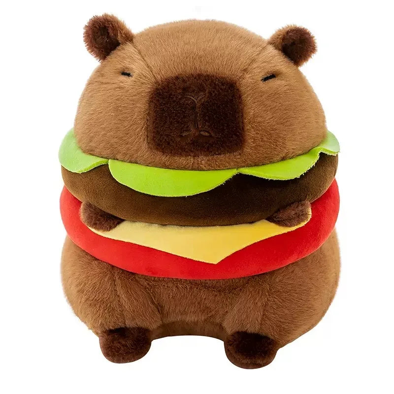 22cm Kawaii Capybara Plush Toys Lovely Hamburger Capybara Pillow Cute Capybara with Swim Rings Stuffed Kawaii Toy Creative Gifts