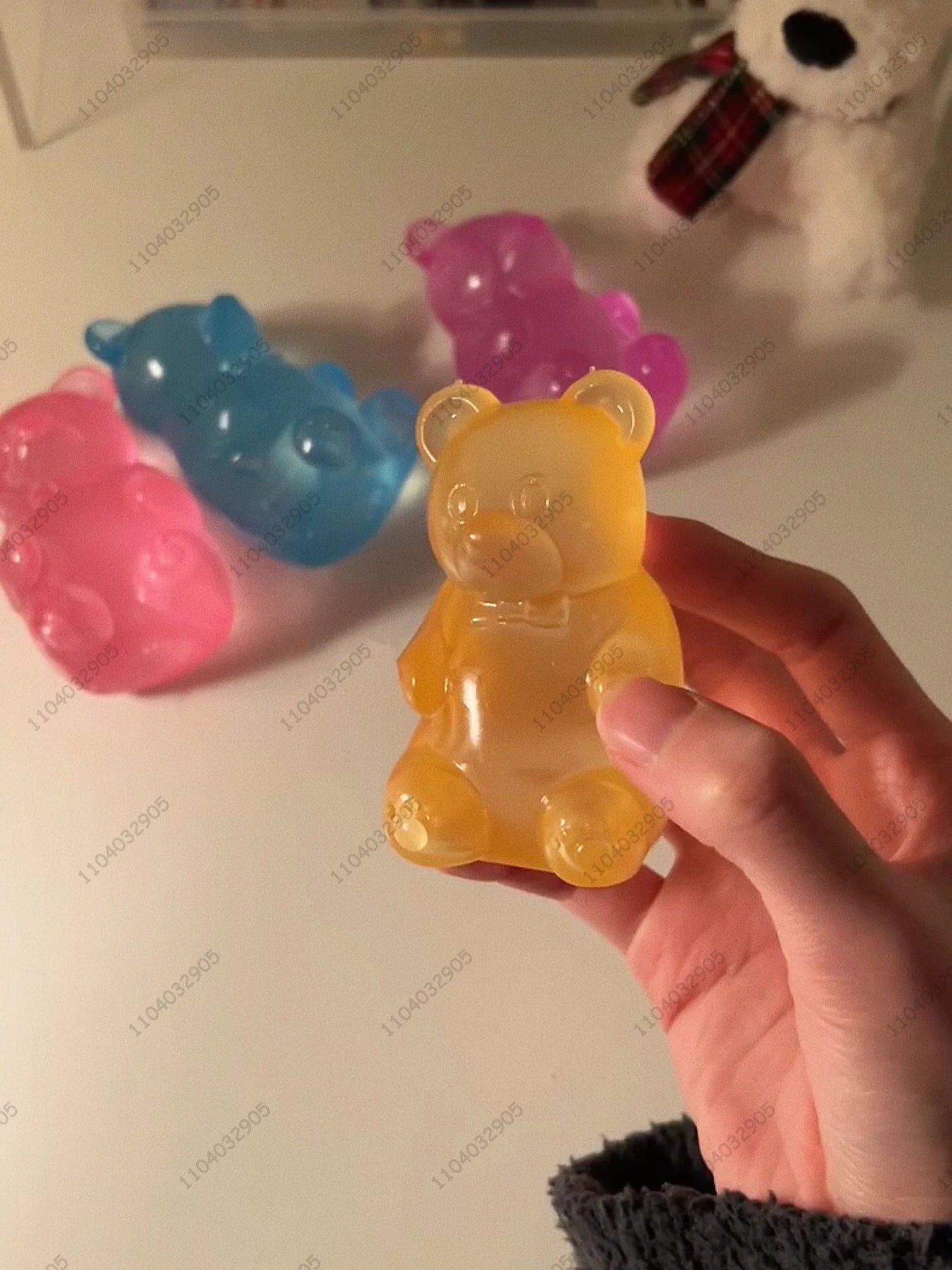 Colorful Gummy Bear Fudge Squeeze Toy Jelly Bean Gummy Candy Fidget Hand Relax Toy Anti-Stress Release for All Ages