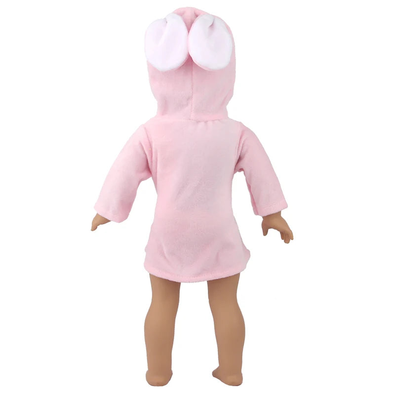 Doll Clothes Night-robe For 18 Inch American Doll Cartoon Animal Pajamas For 43cm Baby Girl Doll,OG,Russia,DIY Doll Girl's Gift