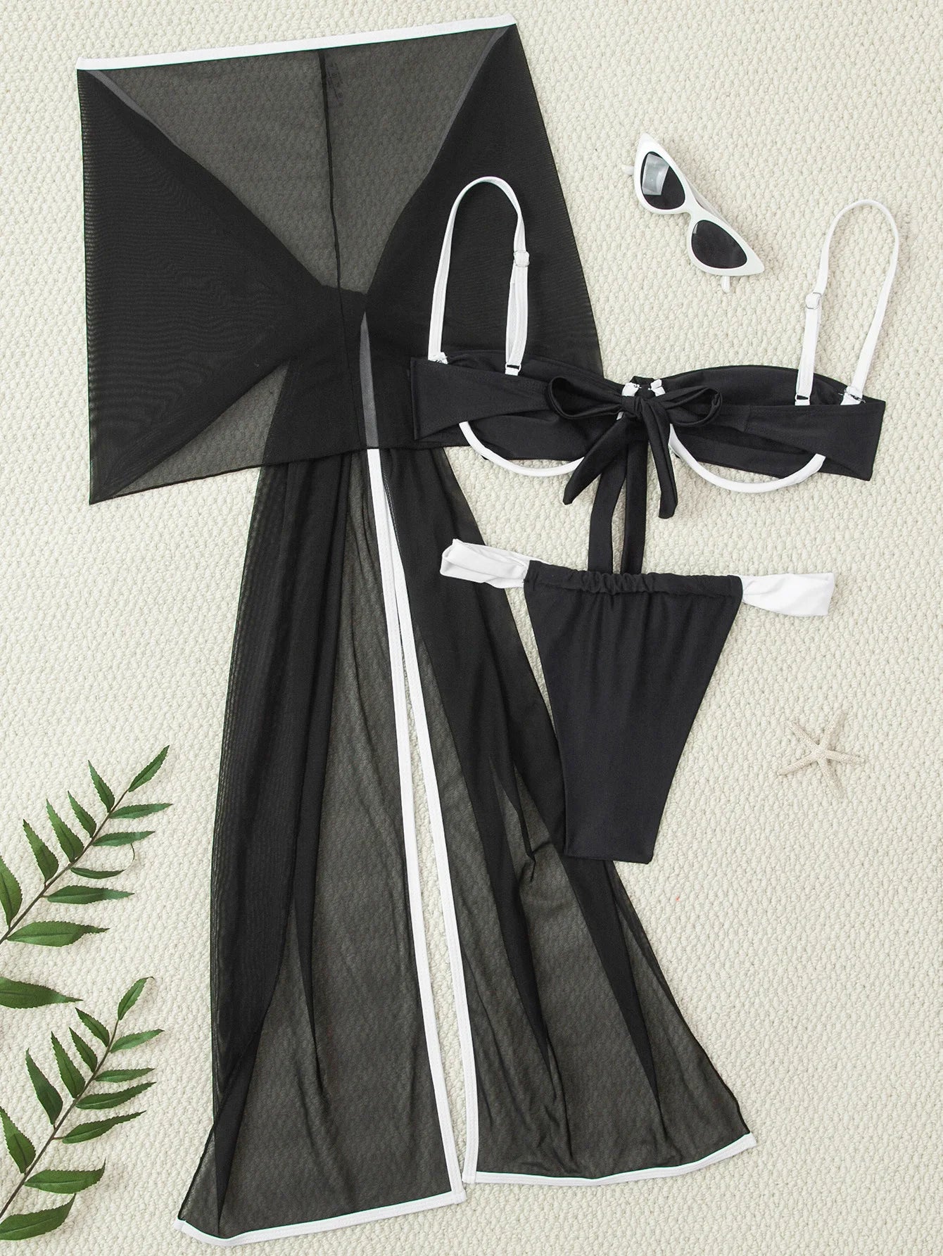 Women Three Piece Swimsuit Sexy Bikini Black Swimwear Feminine Beachwear Female Trikini Bathing Suit Dropshipping