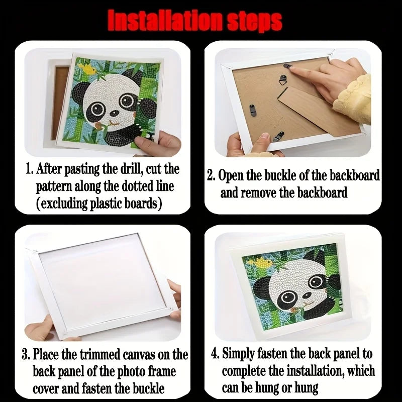 PandaCartoon Full Diamond Mosaic 5D DIY Cross Stitch Kits Diamond Art Home Decor with Frame