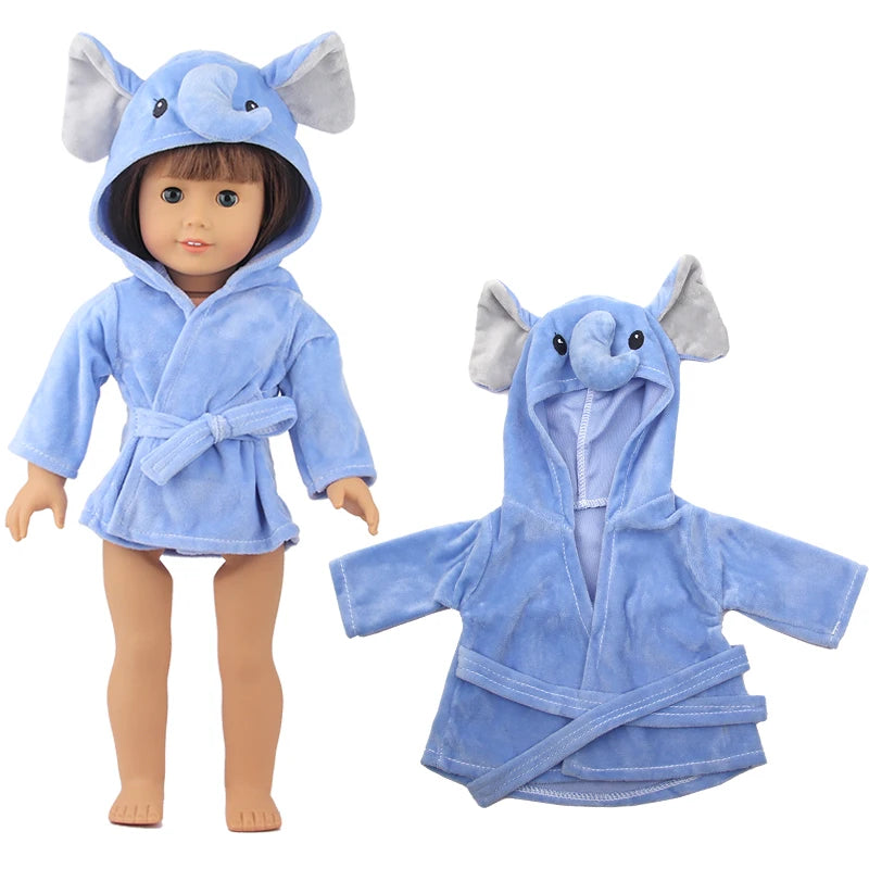 Doll Clothes Night-robe For 18 Inch American Doll Cartoon Animal Pajamas For 43cm Baby Girl Doll,OG,Russia,DIY Doll Girl's Gift