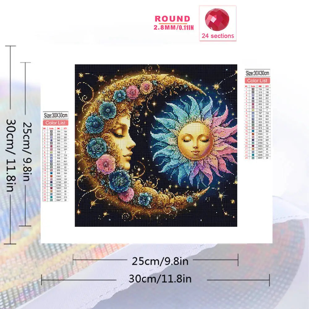 Momoart 5D DIY Diamond Painting Moon Landscape Suitable For Beginners Abstract Flower Abstract Diamond Mosaic Sun Unique Gift