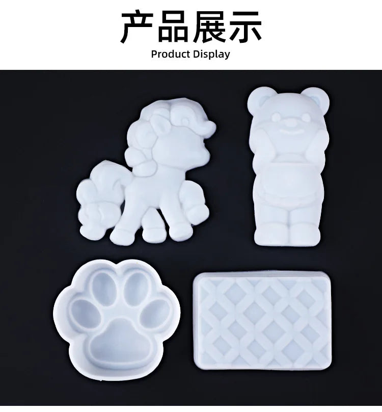 Food Toy Squeeze Mould Toast Handmade Molds DIY Cartoon Bear Slow-Rebound Stress Relief Squeeze Fun Rectangular Silicone Mold