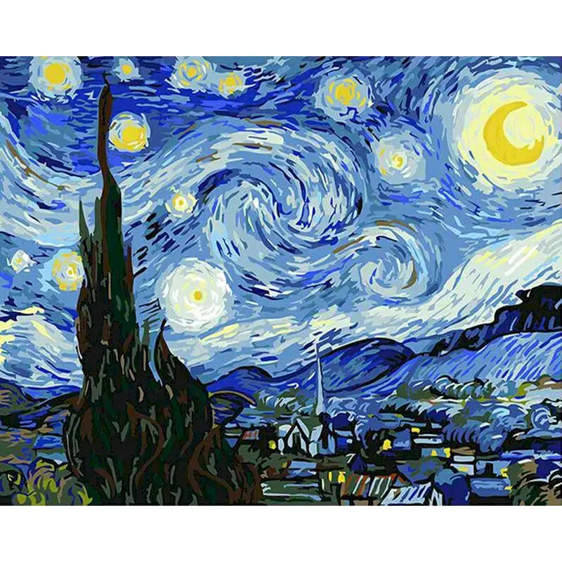GATYZTORY Oil Paint By Numbers Diy Crafts Van Gogh Sky Landscape Pictures On Number Wall Decors Number Painting Art Supplies