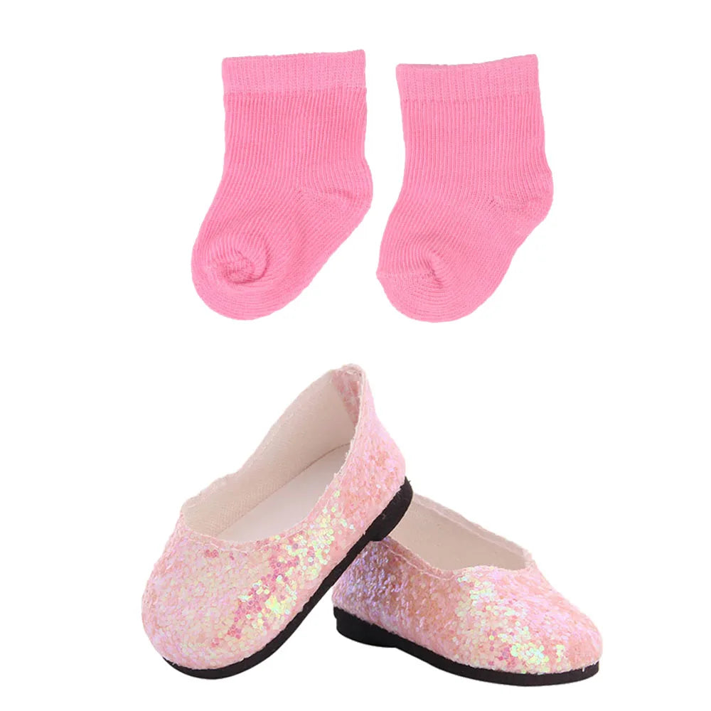 Pink Doll Clothes Pajamas Sleeping Bag/Shoes/Suitcase For 18Inch American Doll Girls 43Cm Reborn Baby Dolls Accessories Kids Toy