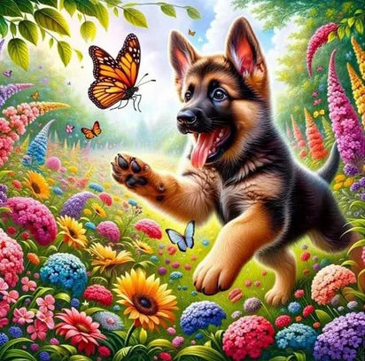 Puppy-5D Diamond Art Painting Kit, Full Round Diamond Art, Beginner Friendly, Suitable for Home or Office Wall Decoration, Avail