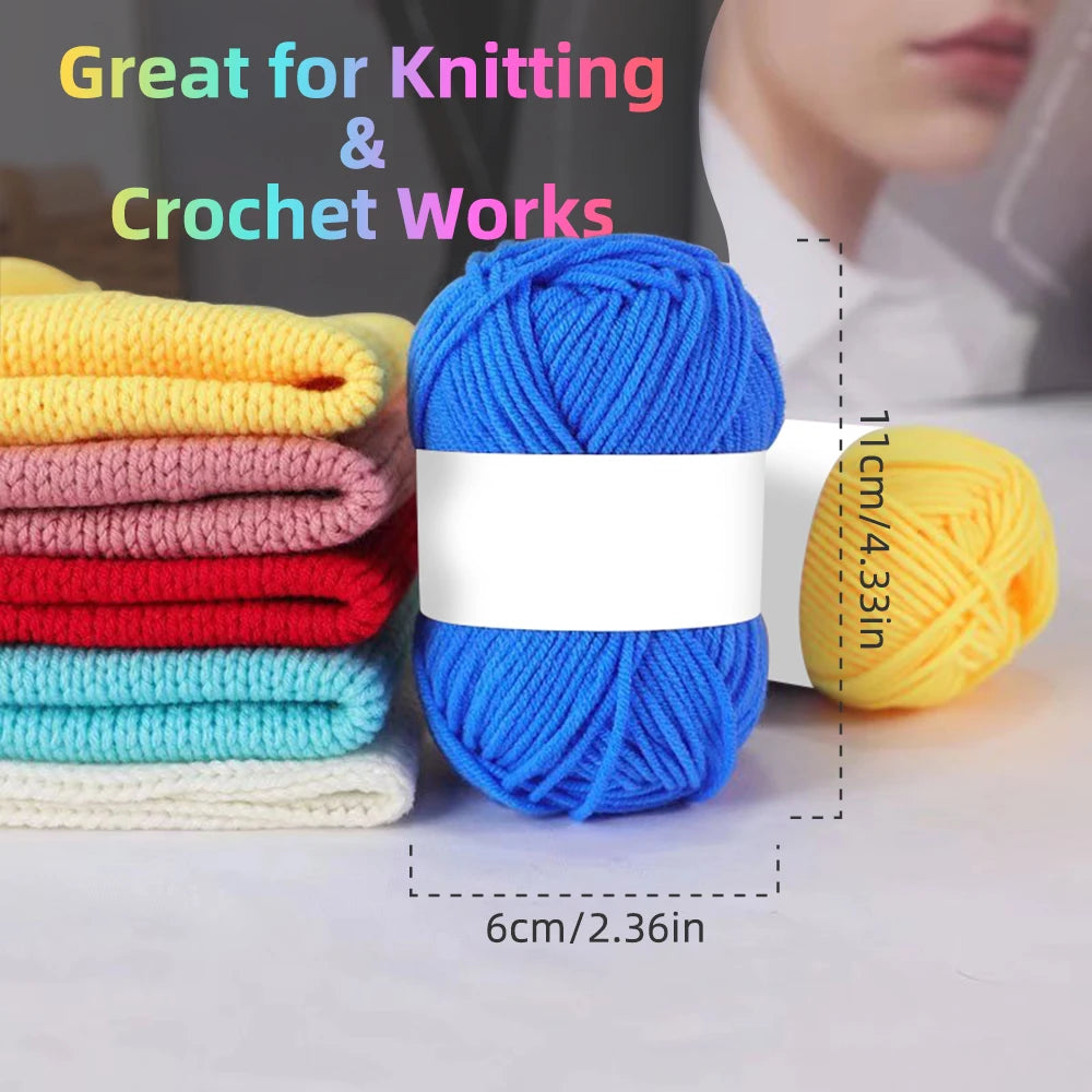 50pcs Durable Polyester Soft Yarn Set for Hand Knitting & Crocheting Arts, 25g/Piece, Creative Crocheted Art Decoration Yarns