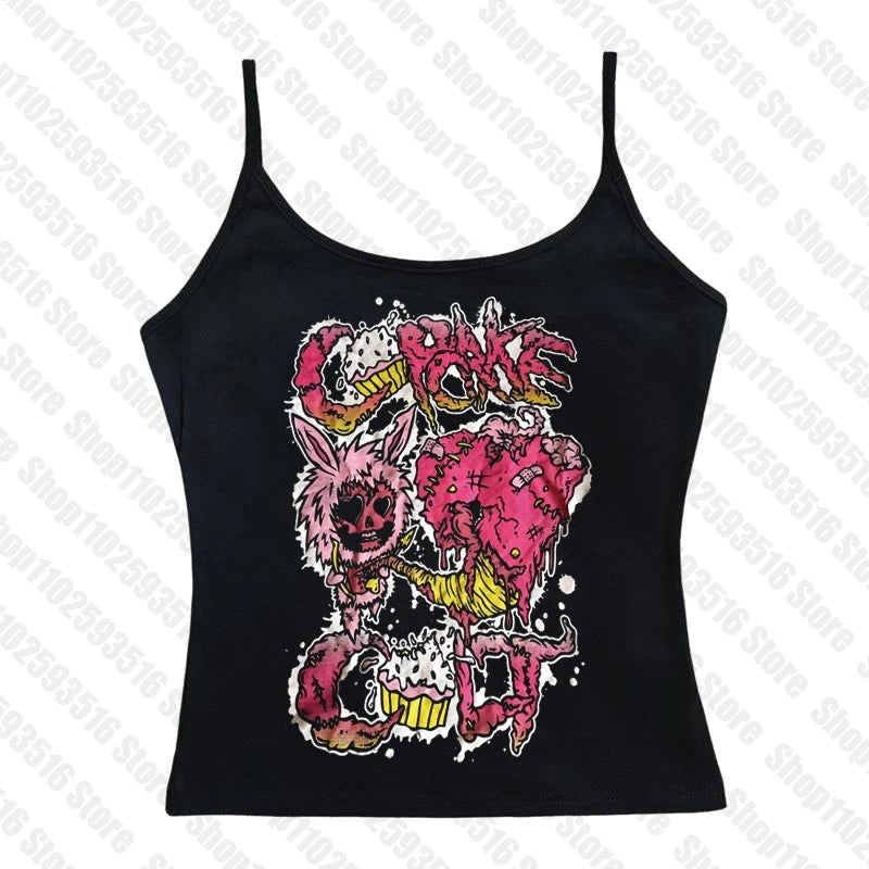 Goth Female Clothing Woman T-shirts Women Clothes Grunge Clothes Y2k Tops Graphic Tees Y2k Top Kpop T-shirt Kawaii Emo Gothic