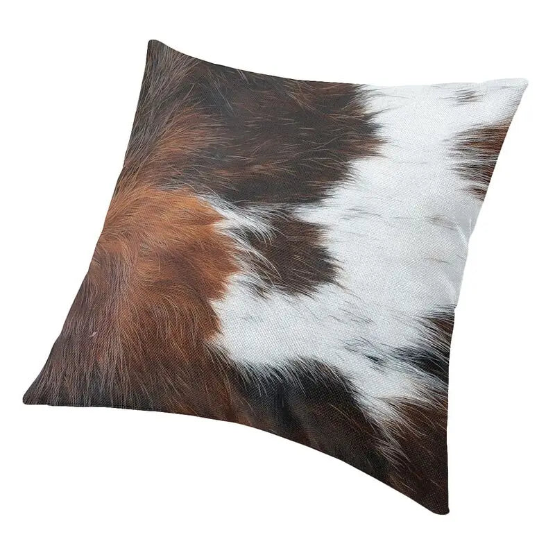 Hot Sale Scottish Highland Cow Cowhide Texture Cushion Cover 3D Print Animal Hide Leather Throw Pillow Case Sofa Car Home Decor
