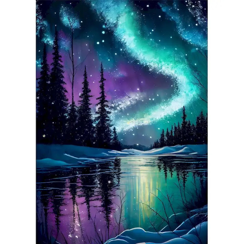 5d Diamond Art Painting Aurora Landscape Mosaic Embroidery Cross Stitch Set Full Round Rhinestone Diy Home Decoration Gift