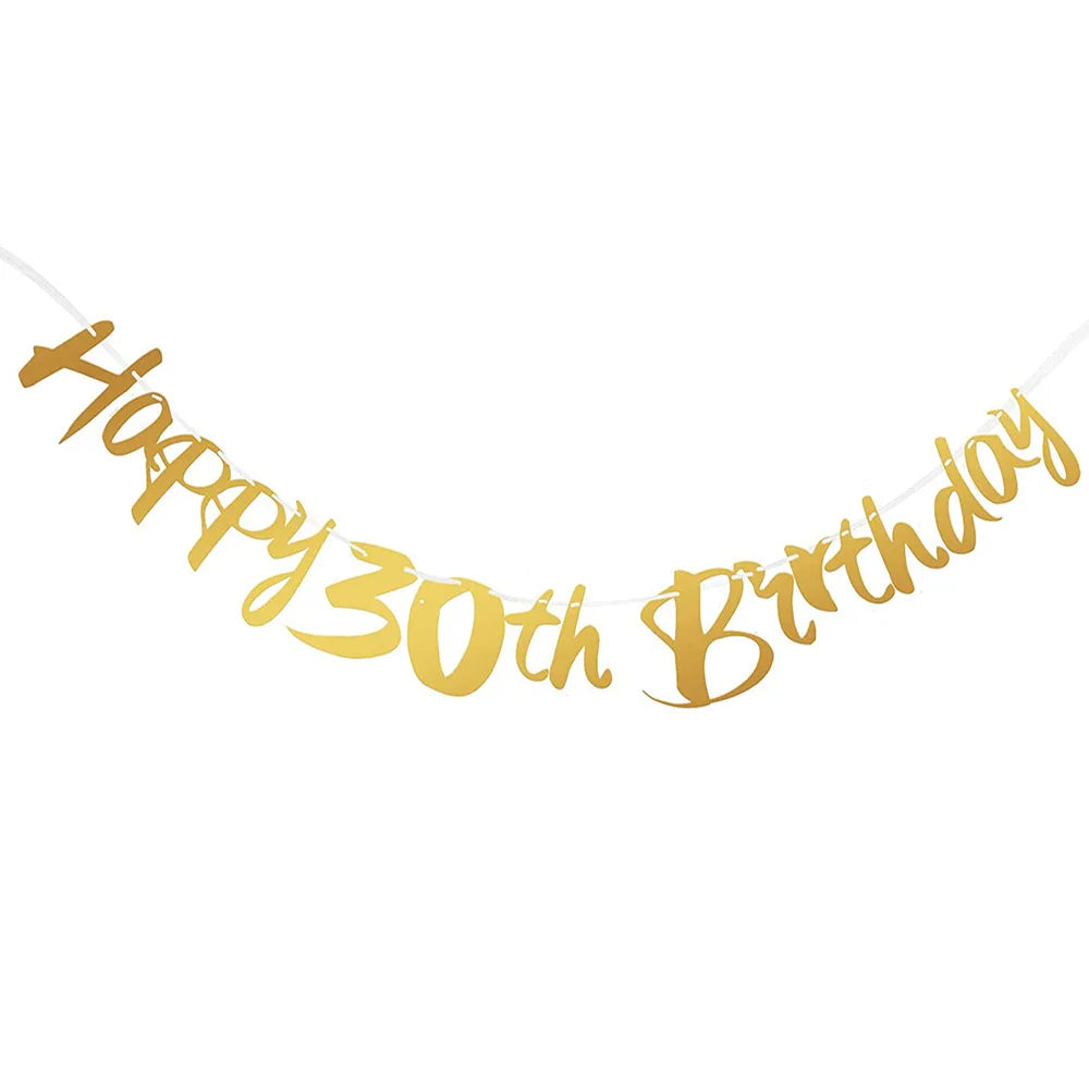 18 21 40 50 60th Happy Birthday Black Gold Banner Decoration 18-60Year Adult Birthday Party Backdrops Decoration Supplies