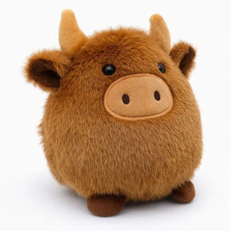 Kawaii Highland Cow Plush Pillow PP Bull Keychain Super Soft Stuffed Animal Car Ornament Cute Fur Plushie Pendant Birthday Gift