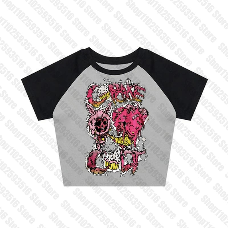 Goth Female Clothing Woman T-shirts Women Clothes Grunge Clothes Y2k Tops Graphic Tees Y2k Top Kpop T-shirt Kawaii Emo Gothic