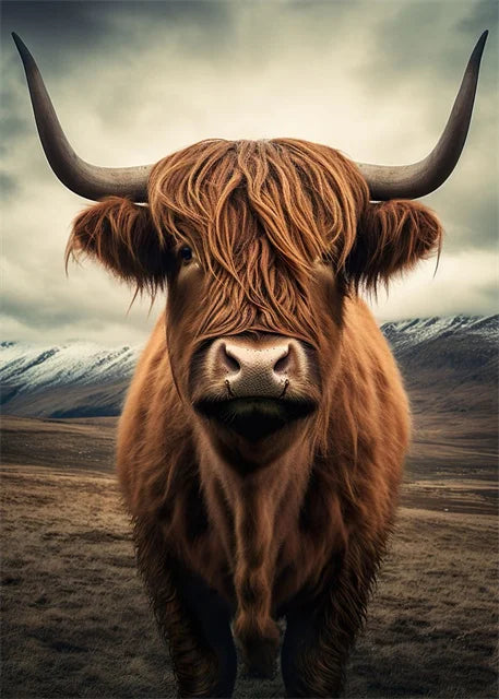 Cute Highland Cows Canvas Print Posters Nature Highland Cow Cattle Canvas Painting Wall Art Pictures for Living Room Home Decor