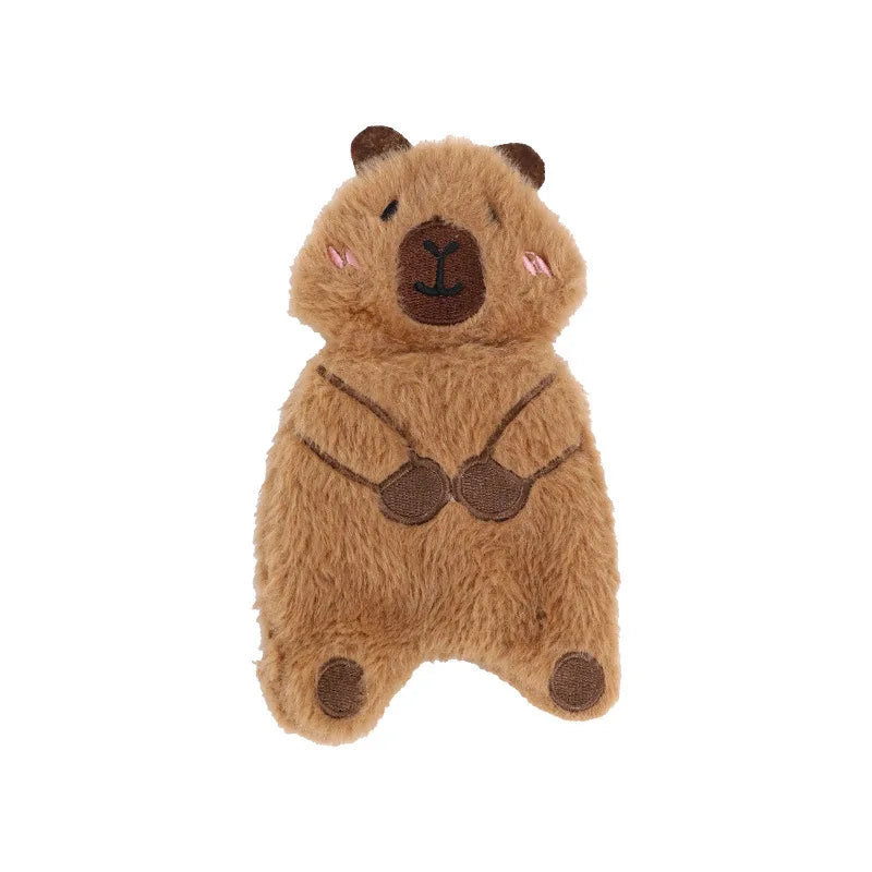 Plush Capybara Bear Squeaky Toys: Cute Brown Bear Chew-Resistant Stuffing-Free Dog & Cat Toy for Self-Play