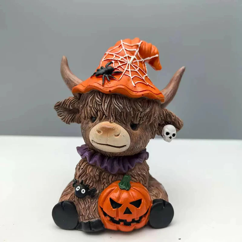 Highland Cow Figurines Resin Figurine Brown Cattle Statue Resin Table Shelf Decor For Bookshelf Home Apartment Desktop Bedroom