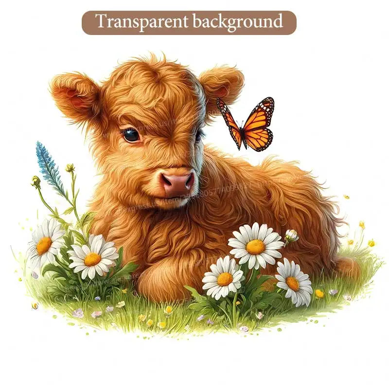 Cute Highland Cow Wall Sticker Bathroom Toilet Decor Living Room Cabinet Refrigerator Home Decoration Decals Stickers M1481