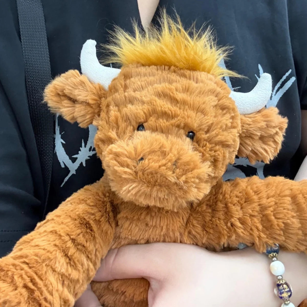 Cute Scottish Highland Cow Plush Toy Haired Cow Stuffed Animal Cartoon Cattle Super Soft Huggable Farm Animal Toy Gift for Kids