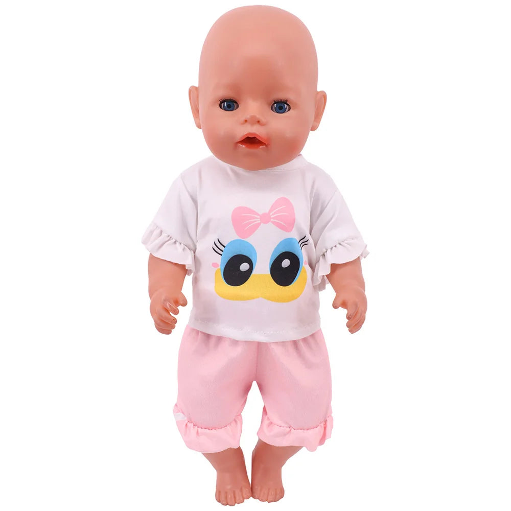 Pink Doll Clothes Pajamas Sleeping Bag/Shoes/Suitcase For 18Inch American Doll Girls 43Cm Reborn Baby Dolls Accessories Kids Toy