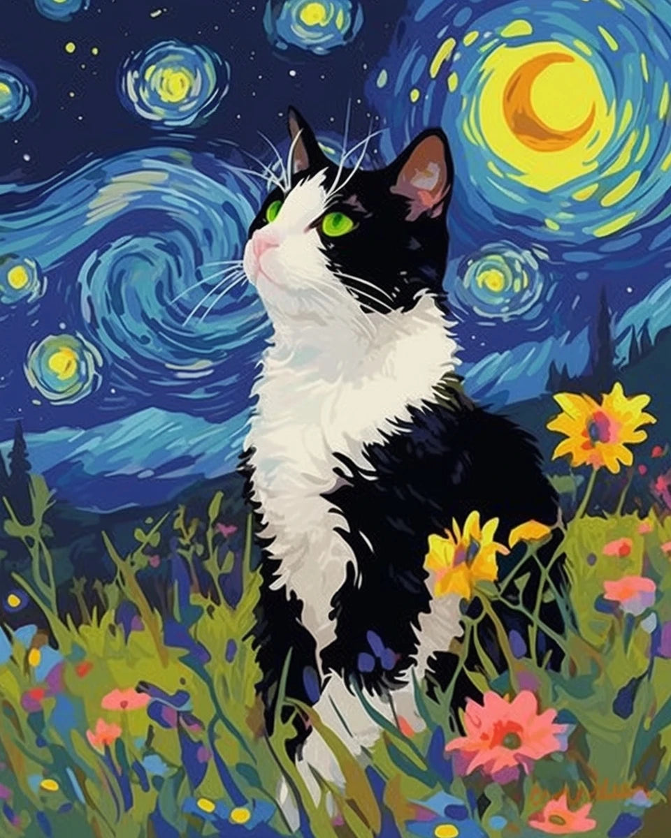 GATYZTORY Painting Paints By Numbers Cat Abstract Cute Picture Gifts Artwork Drawing By Numbers Picture Digital Home Decoration