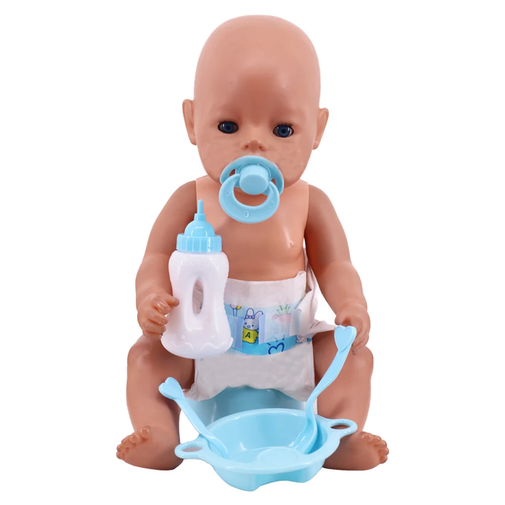 Doll Accessories Mini Diapers Milk Bottles Nipples Toothbrushes For 43CM Baby Doll&18Inch American Doll Accessories,DIY Toy Gift