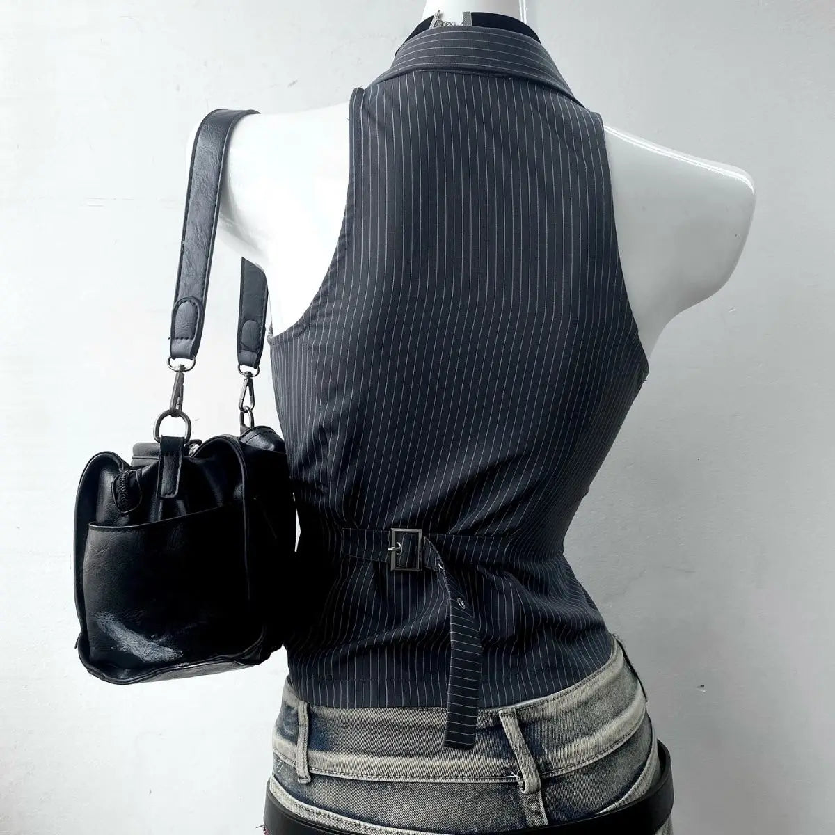 Women Vintage T-shirt Streetwear 90s Slim Sexy Goth Y2k Clothes Aesthetic Harajuku High Street Stripe Laceup Summer Grunge Tee