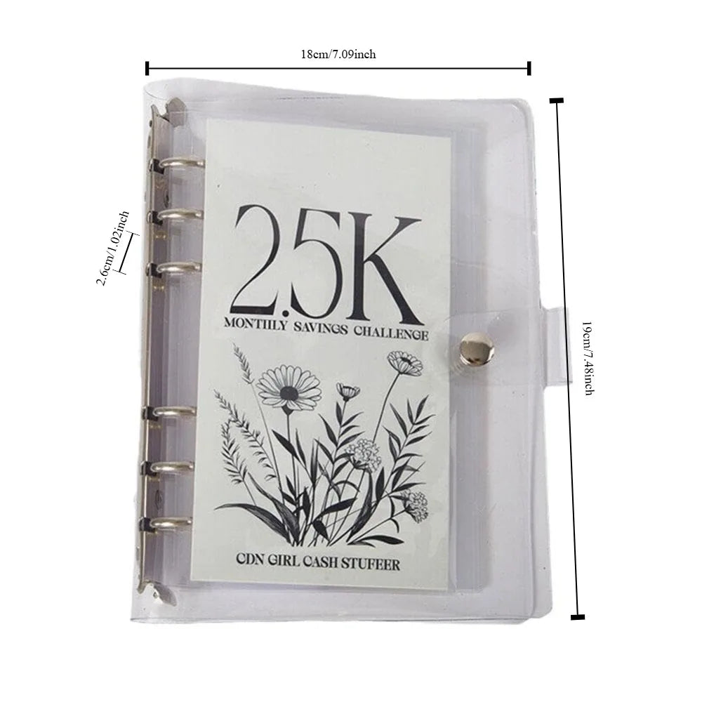 12-Month Money Saving Challenge Planner to Achieve 10K/5K/2.5K Goals, Durable Pvc Six-Ring Binder, Cash Savings Management