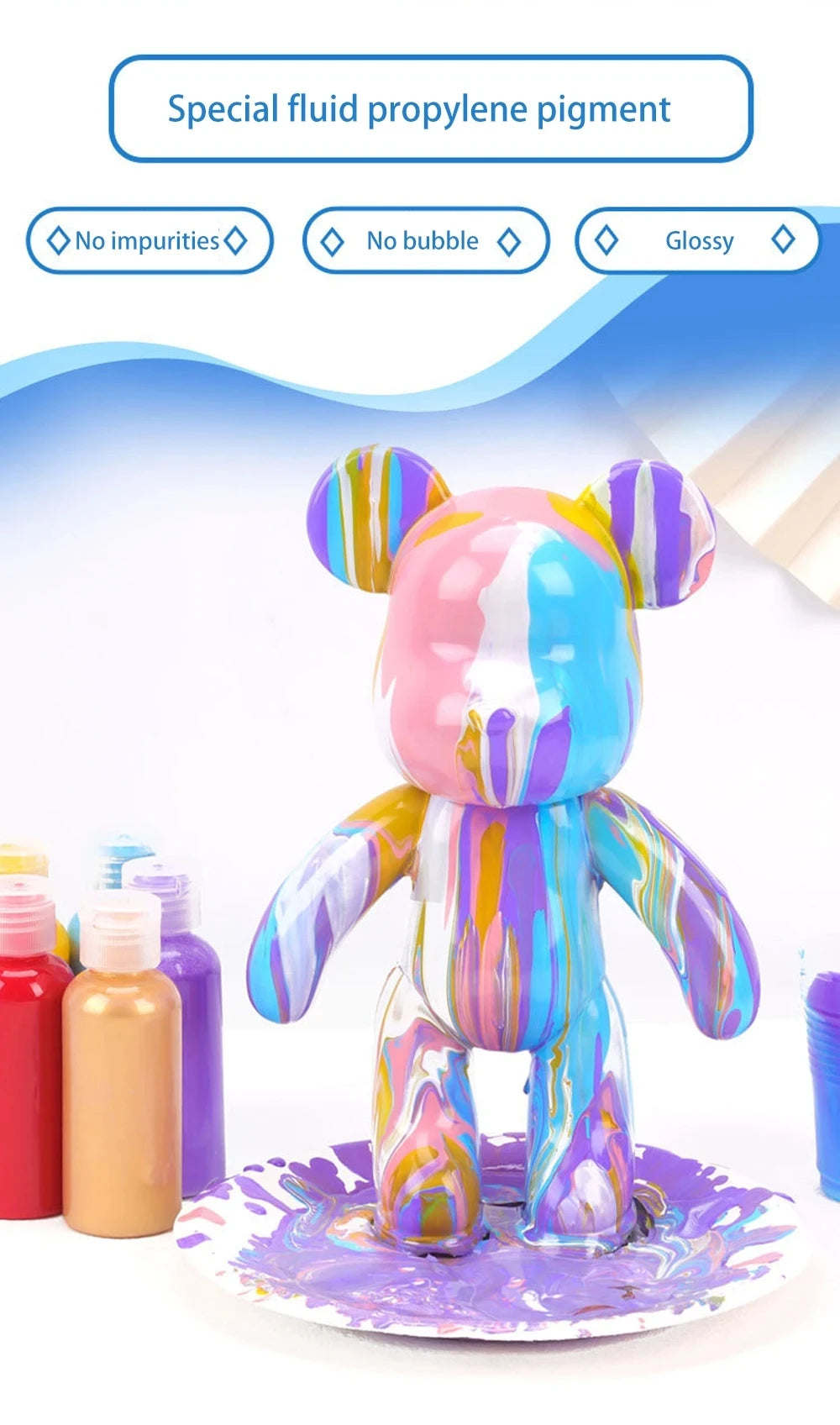 DIY Fluid Bear Sculpture Handmade Bearbrick Doll Ornaments Violent Bear Graffiti Painting Parent child Toy Gift Home Decoration