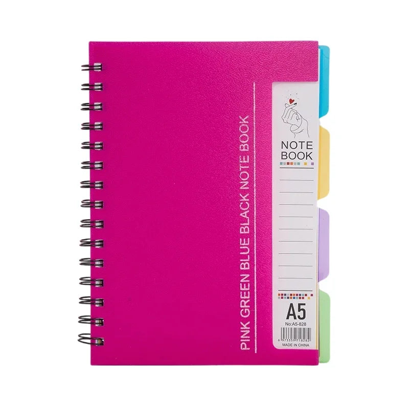 96-Sheet Spiral Notebook with 4 Divider Pages A4/A5 Sizes Lined Pages