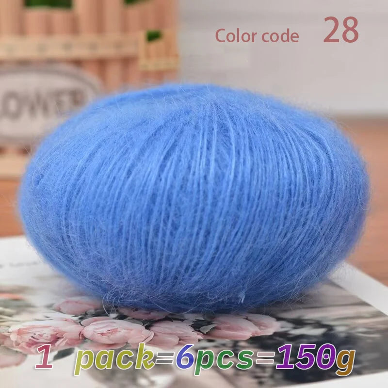 Luxury mohair blend yarn, soft merino wool blend, DIY knitting and crochet projects, containing 45% mohair, 40% merino wool, 15%
