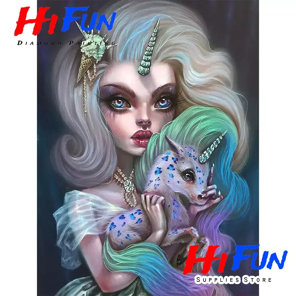 5D Diamond Painting Goth Girls Wonderland Collection Bizarre Art Full Square Diamond Embroidery Cross Stitch Diamond Mosaic Kit
