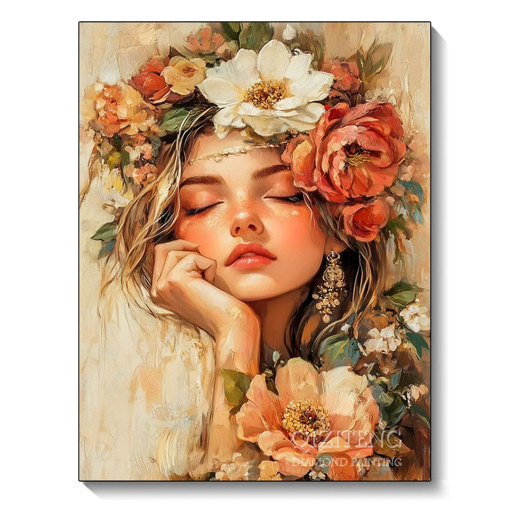 5D Diamond Painting Suitable for Adult Beginners Flowers Women Diamond Art Kit DIY Home Wall Decoration Crafts