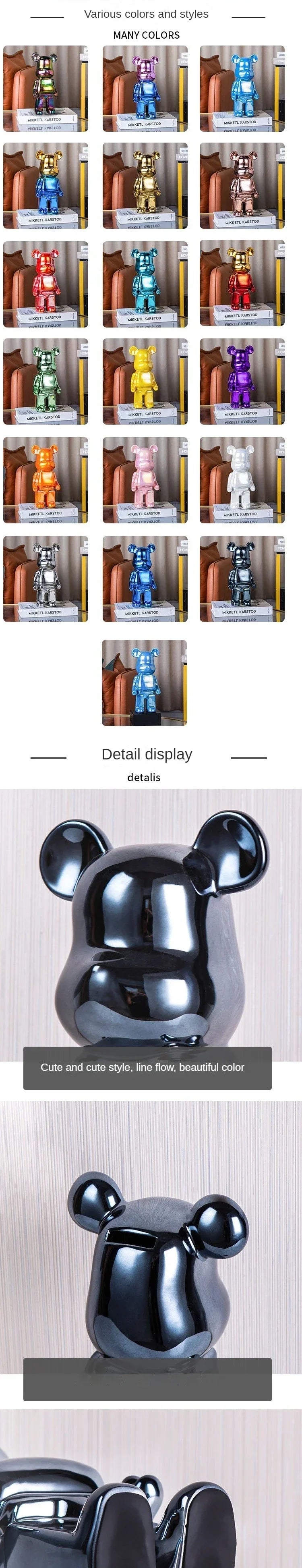 Delicate Bears Figurines Luxury Ceramics Violent Bear Statue Kawaii Cartoon Bear Sculptures Desk Decoration Home Accessories