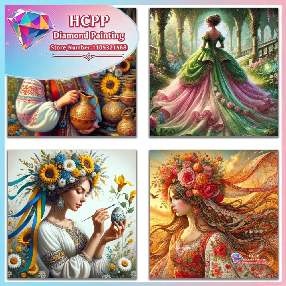 Beauty Diamond Painting Kit Square Round Diamond 5D DIY Mosaic Cross Embroidery Handmade Art Unique Exquisite Gift Home Decor