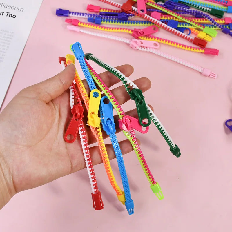 12/24Pcs Antistress Zipper Bracelets Sensory Fidget Toy Kids Birthday Party Favors Goodie Pinata Filler Wedding Gift for Guests
