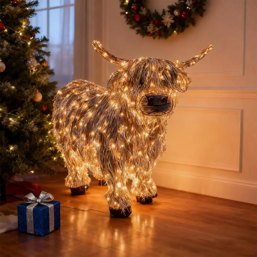 Highland Cow Ornament Led Light-up Highland Cow Ornament Glowing Cattle Statue for Indoor Outdoor Decor Garden Lawn Farmhouse