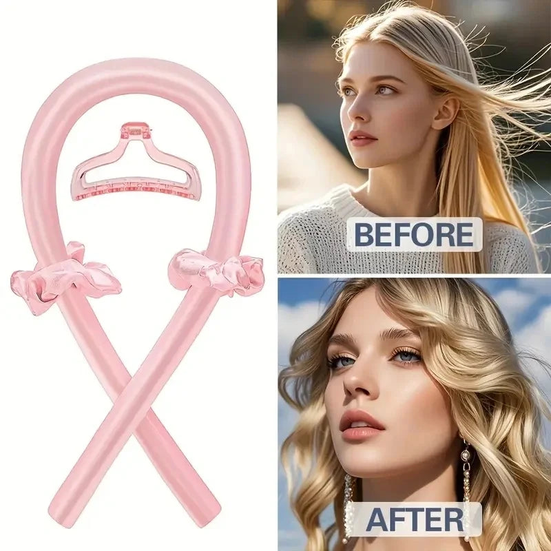 6Pcs Women No-Heat Curly Hair Stick Satin Sleep Cap Set Hair Clip and Ring Comb Sponge Hair Curler Suitable for All Hair Types