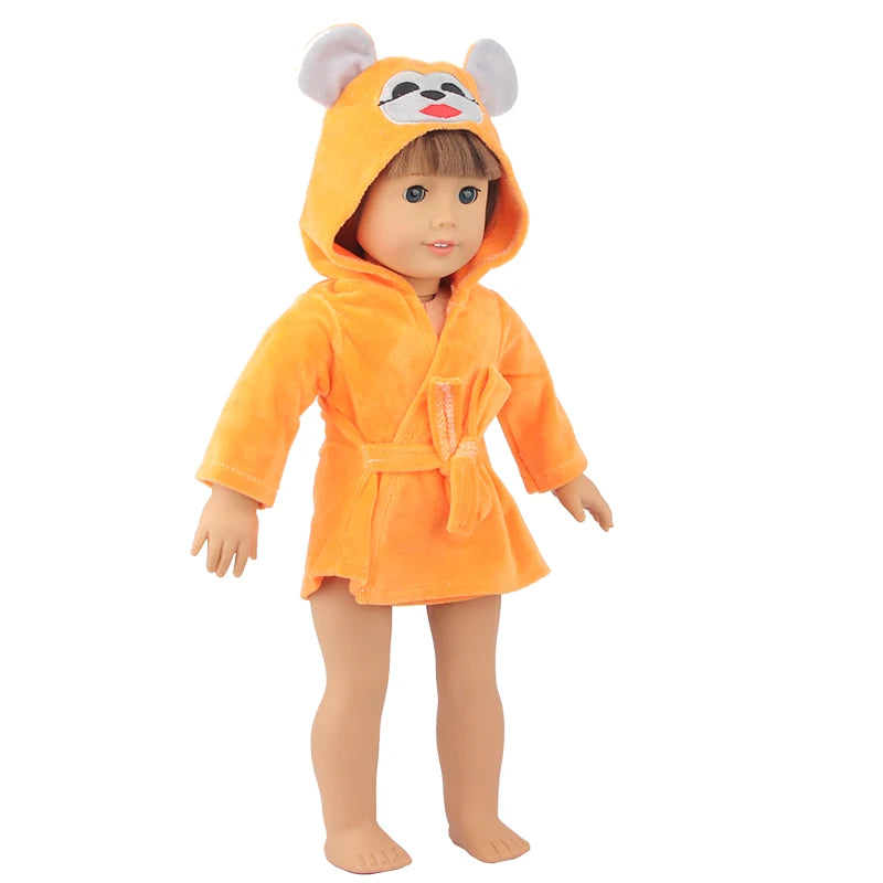 Doll Clothes Night-robe For 18 Inch American Doll Cartoon Animal Pajamas For 43cm Baby Girl Doll,OG,Russia,DIY Doll Girl's Gift