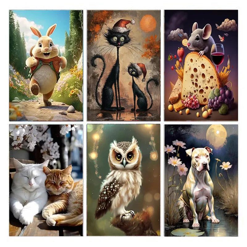 AB Diamond DIY 5D Diamond Painting Kit, featuring adorable animal designs, suitable for adults and beginners.